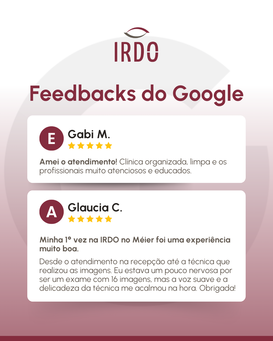 Feedbacks do Google - IRDO
